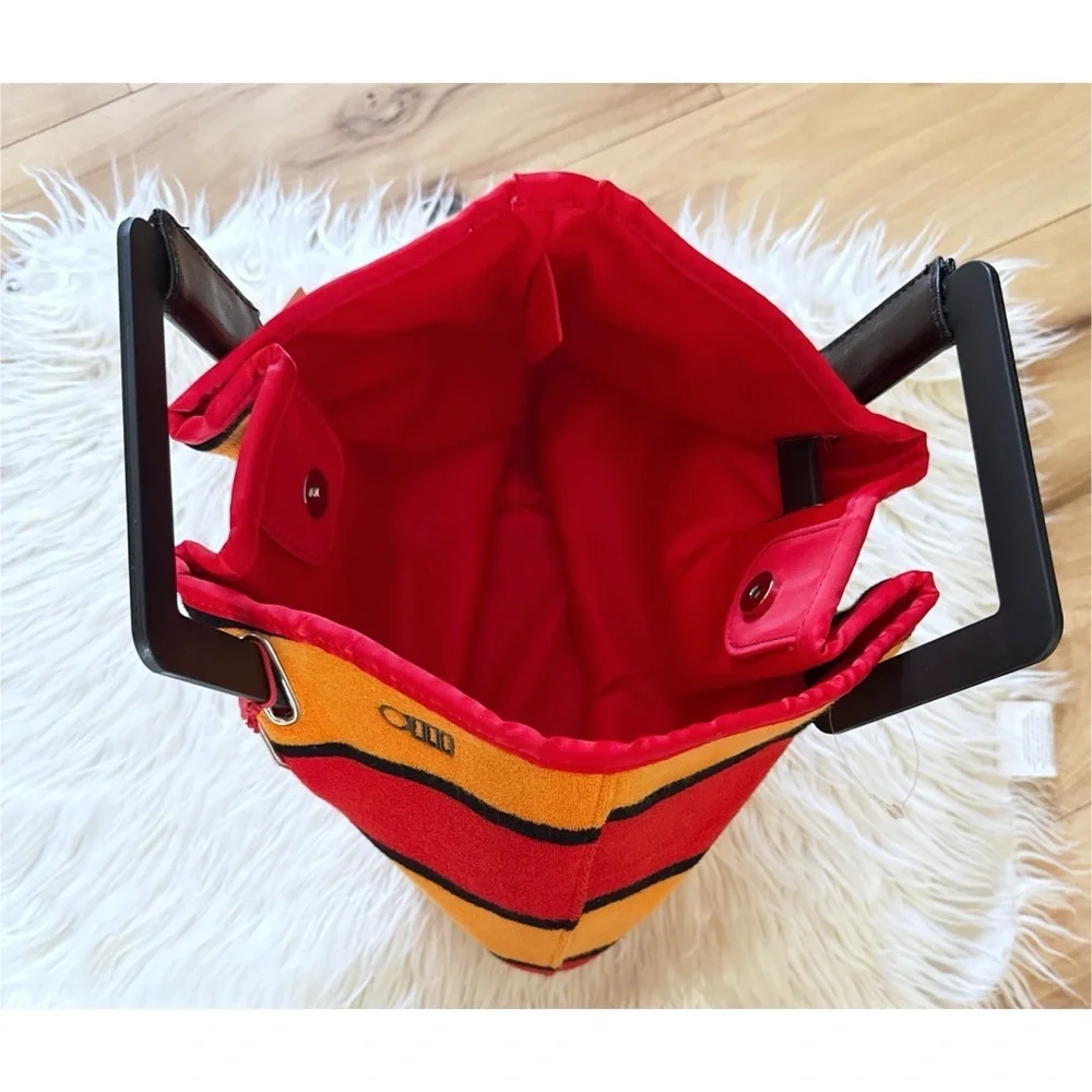 NWT Solid & Striped The Cassie Terrycloth Red & Orange Striped Bucket Purse Bag‌